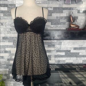 No Tag Sheer Padded Push-Up Underwire Babydoll Nightgown Lingerie Size M ???